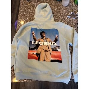 Bruce Lee Hoodie Mens‎ M Blue Light Wash The Legend Graphic Streetwear Portrait